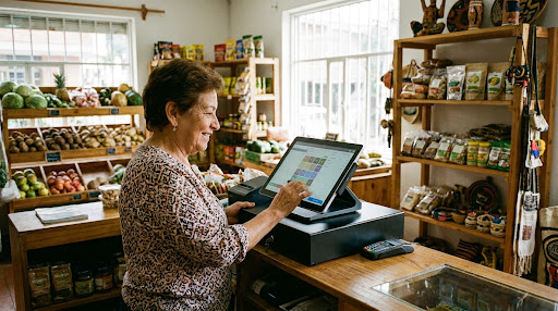 Comerciante operando con un dashboard digital